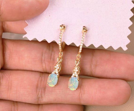 Bridal White Opal Leverback Earrings, Wedding Engagement Drop Earring, Opal Jewelry, Gifts