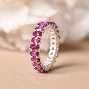 Rhodolite Garnet Engagement Full Band Ring, Bridal wedding Band Rings, Anniversary Gifts, Garnet Jewelry, Promise Ring For Daughter Garnet