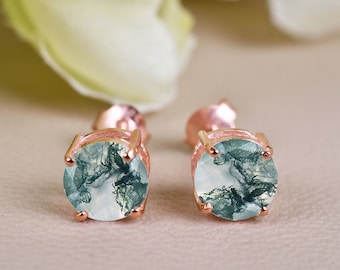 Teal Sapphire Studs, Dainty Round Earrings, Sapphire Jewelry, Gifts For Love
