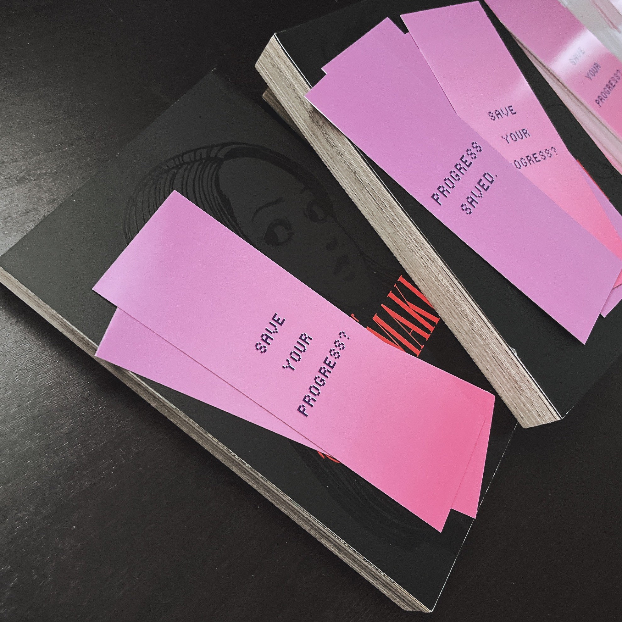 Progress Saved Bookmarks | Glossy Finish, Double Sided, Pink/purple ...