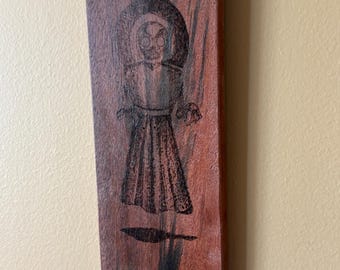 The Flatwoods Monster - Hand-Crafted Cryptid Folk Art | Rustic Sign | Handmade Cryptid Decor