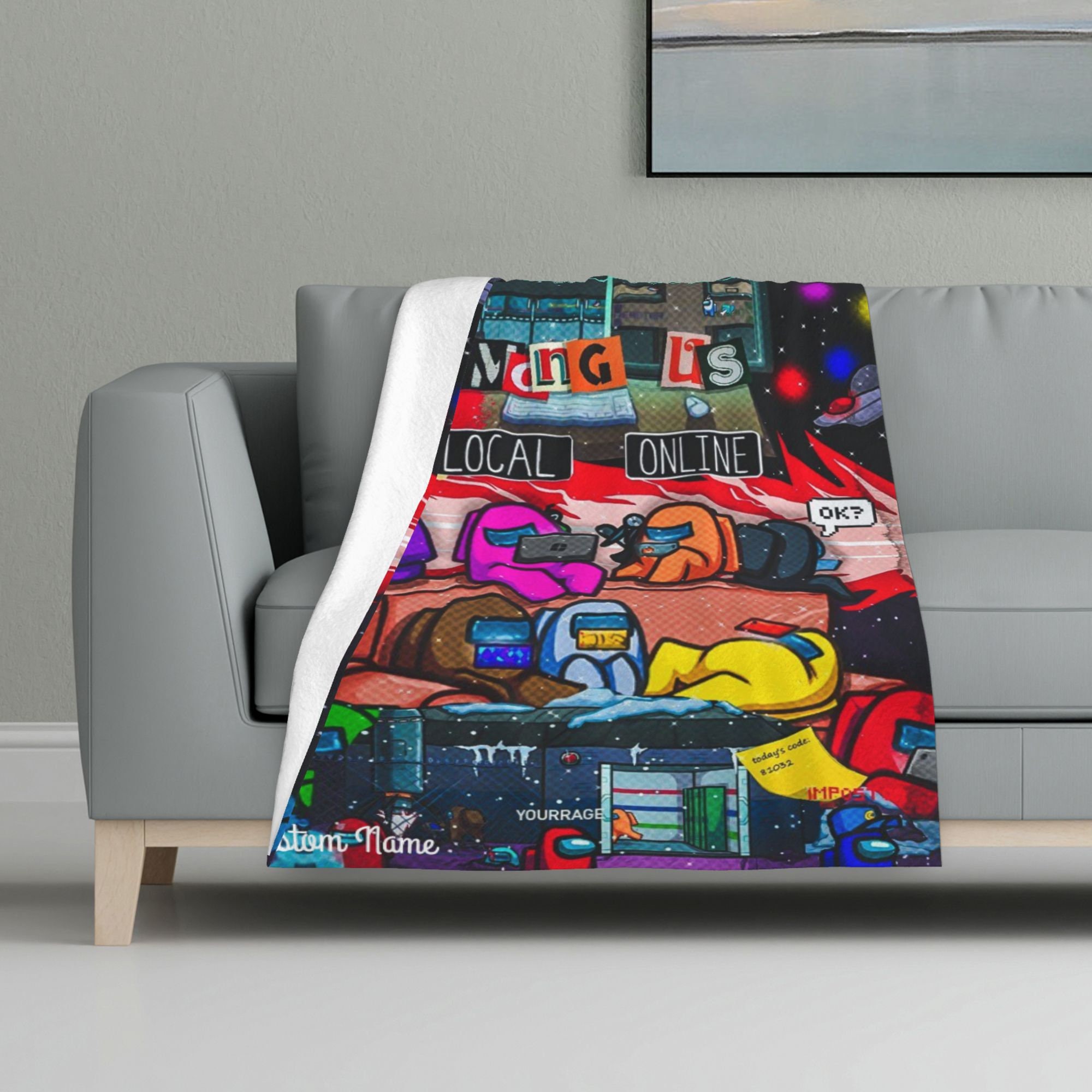 Among Us Blanket Soft Warm Flannel Throw Custom Name Blanket for Bed