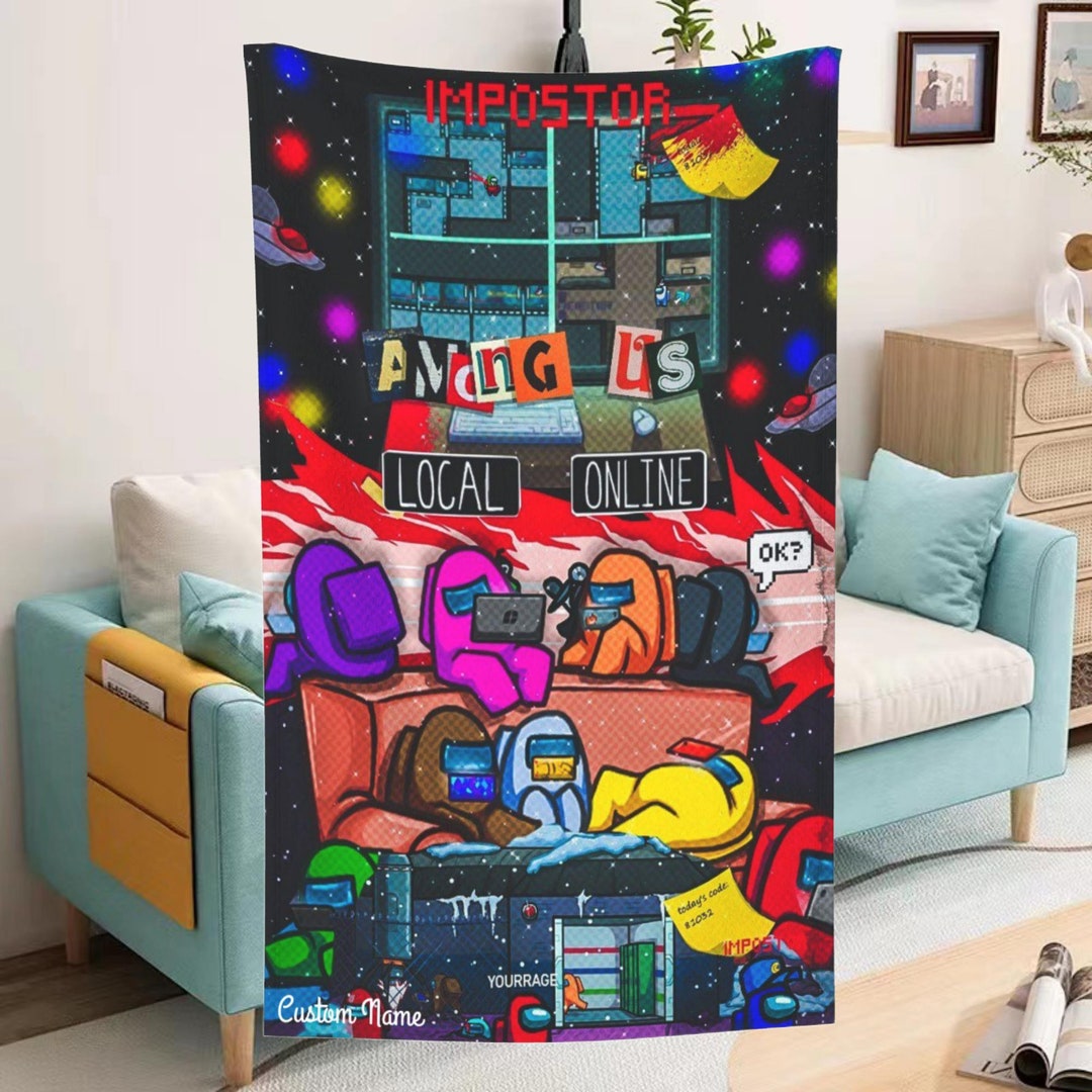 Among Us Blanket Soft Warm Flannel Throw Custom Name Blanket for Bed