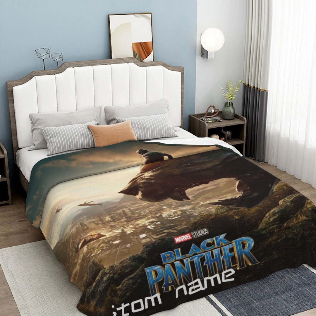 Black Panther Blanket Soft Warm Flannel Throw Custom Name Blanket for