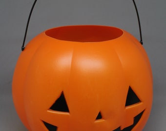 Halloween Pumpkin Pail Candy Basket Bucket with Handle - New