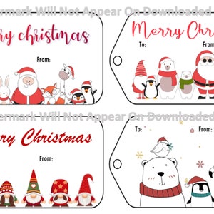 Christmas Present Gift Tags - PDF File Instant Download - Printable