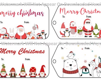 Christmas Present Gift Tags - PDF File Instant Download - Printable