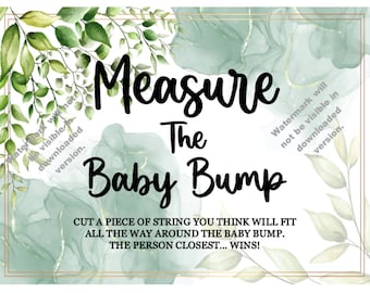 Measure The Baby Bump Baby Shower Game Sign - Boy or Girl - PDF File Instant Download - Digital Printable