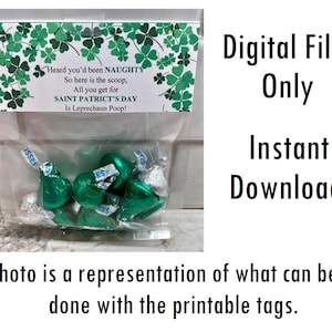 Happy Saint Patrick&#39;s Day Leprechaun Poop Candy Bag Toppers - PDF File Instant Download - Digital Printable