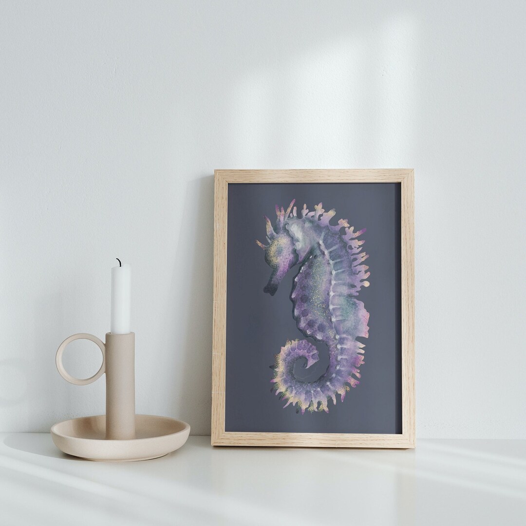 Printable Watercolor of Seahorse / Home Decor Painting Etsy