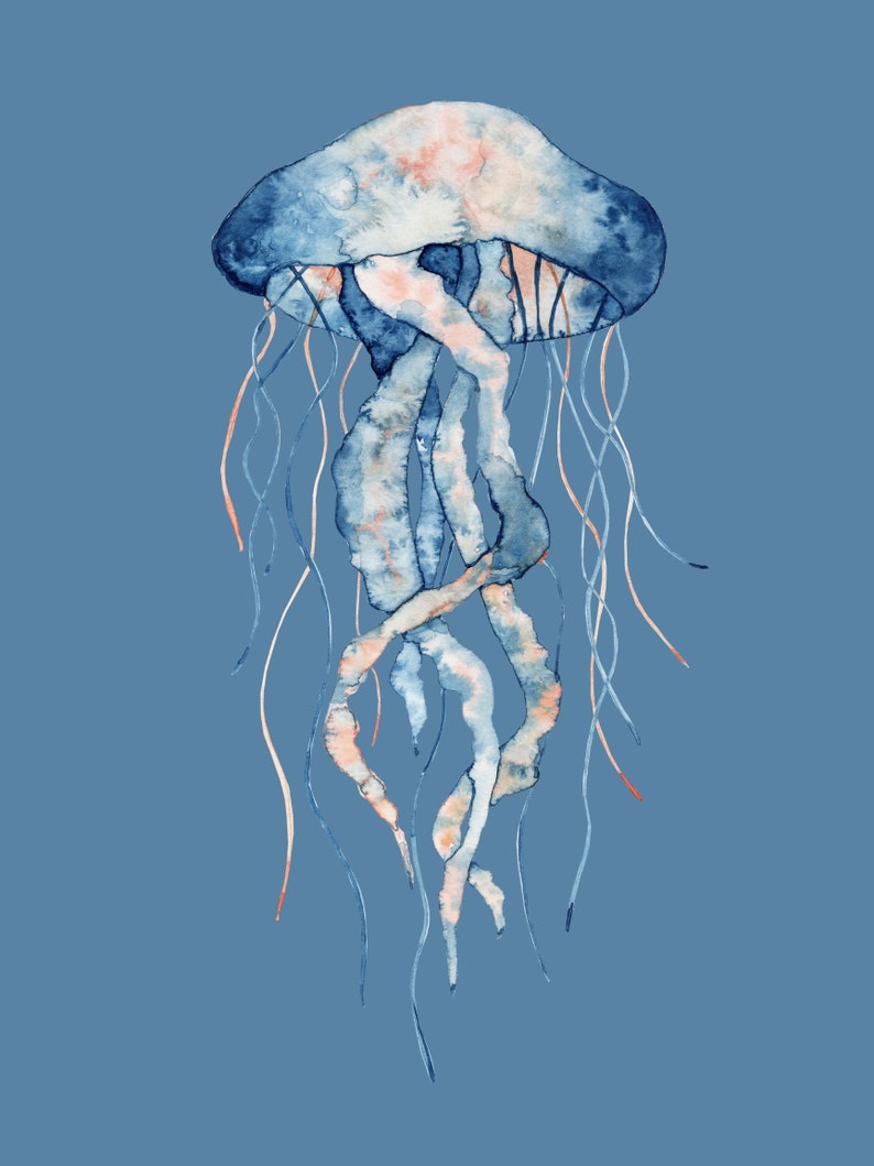 Printable Watercolor of Jellyfish / Wall Art - Etsy