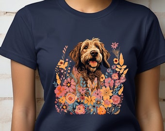 Maglietta Goldendoodle Flower per le mamme Doodle e i proprietari di cani domestici Maglietta WildFlower Floral per gli amanti del Golden Doodle Labradoodle Maglietta illustrata