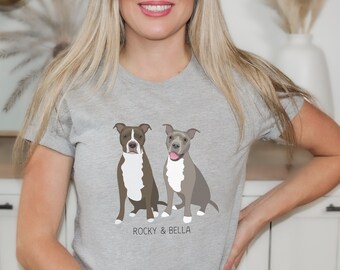 T-shirt Pitbull personnalisé, nom de chien, propriétaire de Pitbull, cadeau pour les mamans de Pittie Dog, t-shirt personnalisé pour animal de compagnie avec impression Pit Bull Terrier américain