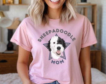 Słodka koszulka dla psa rasy Sheepadoodle, spersonalizowana koszulka dla właściciela Doodle, koszulka dla dumnej mamy psa, spersonalizowany Goldendoodle Labradoodle Aussie Doodle