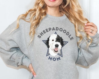 Schattig sweatshirt sheepadoodle hond, gepersonaliseerde doodle eigenaar shirt cadeau, trotse hond moeder trui met goldendoodle Bernedoodle cavapoo honden
