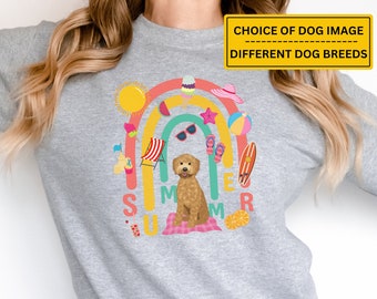 Summer Goldendoodle Labradoodle Custom Dog Sweatshirt, Personalized Sweater, Custom Dog Sweat Shirt Unisex, Golden Doodle Dog Mom Gift Idea