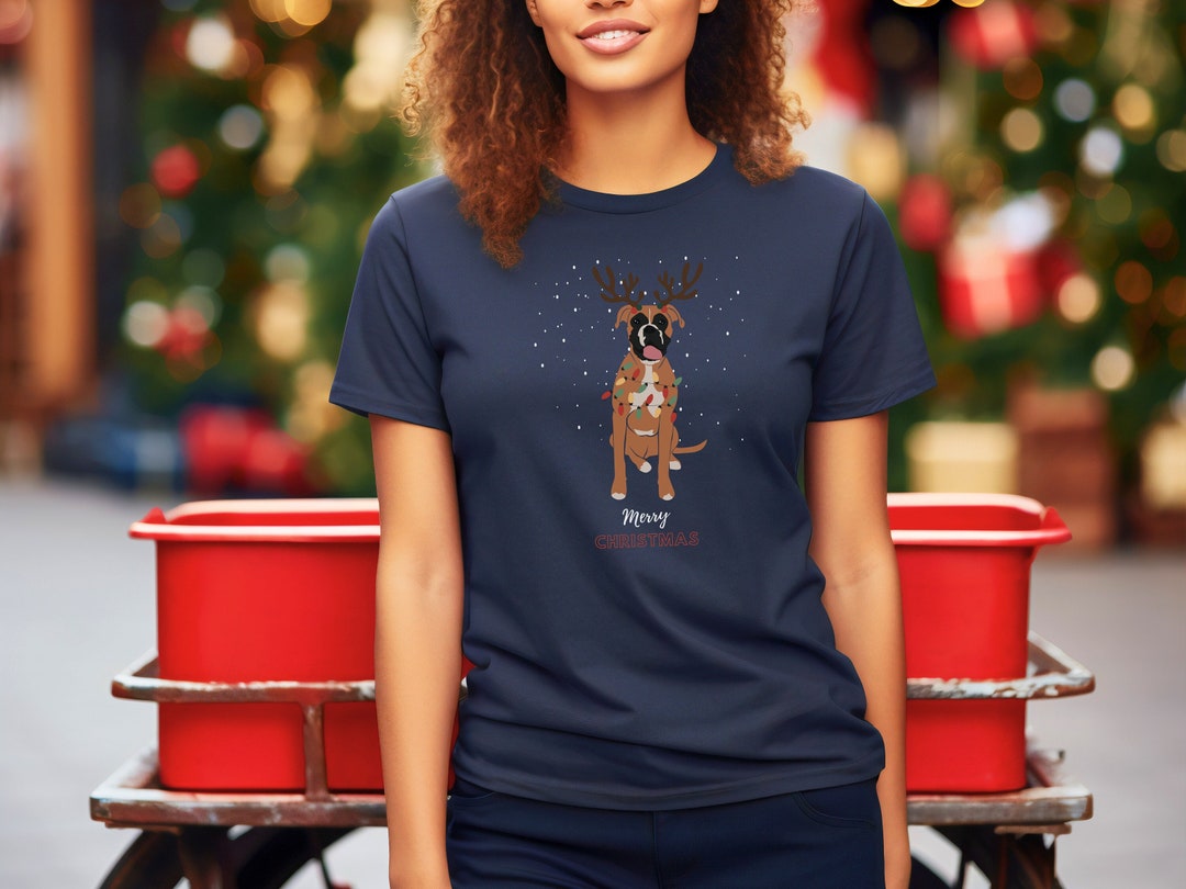 Boxer Dog Christmas Shirt Festive Boxer Xmas Holiday Tshirt for Dog