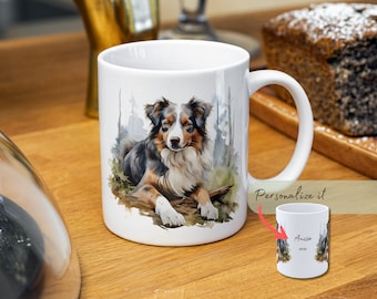 Personalized Australian Shepherd Mug: Custom Dog Name, Aussie Breed Colors  - Etsy