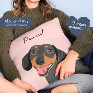 Dachshund Pet Portrait Pillow - Personalized Dog Breed Cushion for Sausage Dog Lovers and Pet Owners, Custom Pet Home Decor Throw Pillow