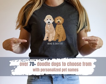 Goldendoodle Labradoodle Personalized Shirt, Custom Dog Name T-Shirt Unisex Tee, Golden Doodle Gifts, Puppy Pet Owner Gifts,  Dog Mom Tshirt