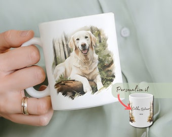 Golden Retriever Mug Personalized Ceramic Cup for Golden Retriever Dog Moms and Dads. Custom Retriever Gifts with Personalized Name