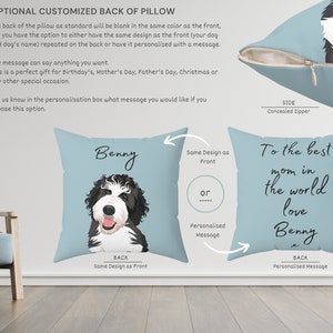 The double-sided reversible pillow gives you the option to have the same image repeated on the back or a personalized message.