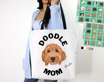 Doodle MOM Tote Bag for Goldendoodle Dog Moms Personalized Shopping Bag for Labradoodle Bernedoodle Custom Shoulder Beach Bag Golden Doodle