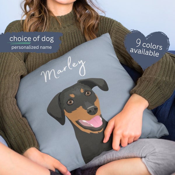 Custom Doberman Pillow - Personalized Dog Breed Cushion for Doberman Lovers and Pet Owners, Pet Portrait Home Decor Scatter Pet Pillow