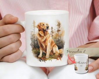 Golden Retriever Mugs Personalized Ceramic Mug for Golden Retriever Dog Moms and Dog Dads. Custom Gifts for Golden Retriever Lover and Owner