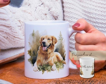 Golden Retriever Mug Personalized Mug Gift for Golden Retrievers Owner Nature Inspired Pet Dog Mug Cup for Retriever Dog Moms and Dog Dads