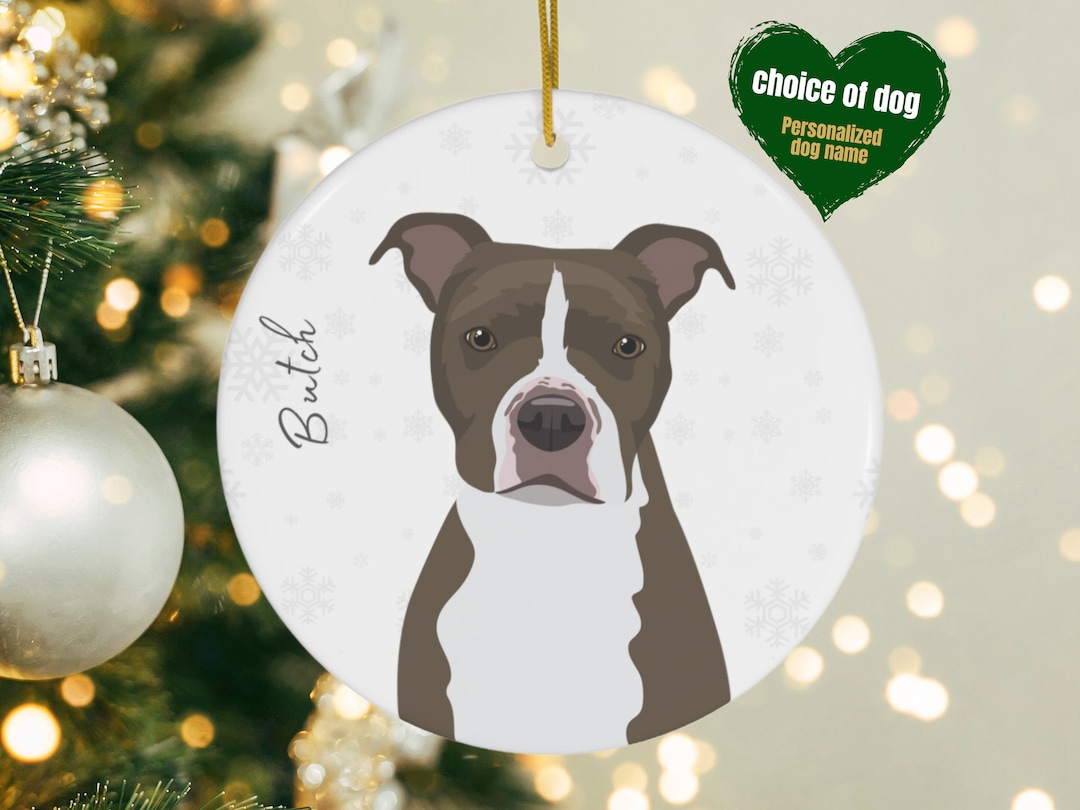Pit Bull Christmas Ornament Pittie Tree Decoration in Glass Metal