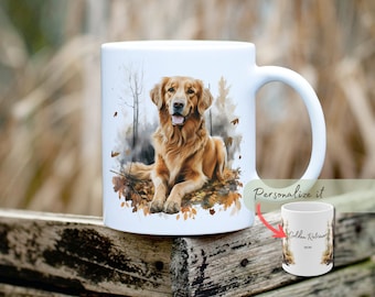 Golden Retriever Mug Personalized Ceramic Cup for Golden Retriever Dog Moms and Dog Dads. Custom Gifts for Golden Retriever Lover and Owner