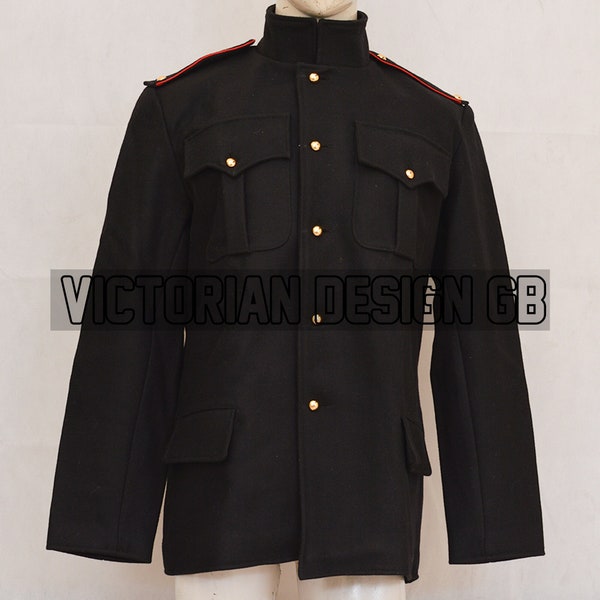 Nouvelle veste de l'armée britannique, veste d'officier britannique, uniforme d'officier du XVIIIe siècle, uniforme britannique fait main, veste en laine noire