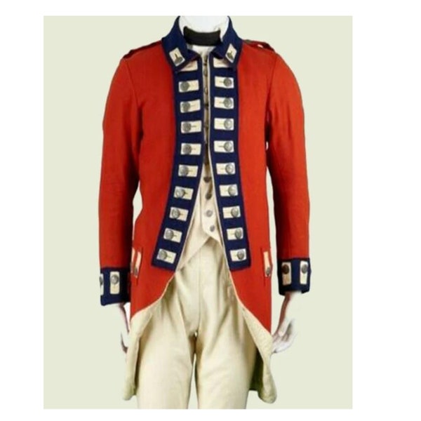 New Patriot Worn British Soldier's Uniform, British Officer Uniform, Lancer Officer Admiral Tailcoat, Men Red Wool Jacket