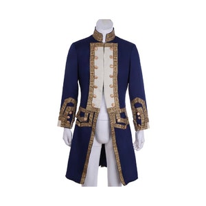 New Men's Navy Blue 18th Century Colonial Tuxedo Hamilton Coat George Washington Jacket, Medieval Frock Coat, 18th Century Frock Coat