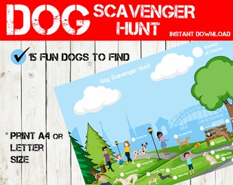 Dog Scavenger Hunt - Park Scavenger Hunt - Outdoor treasure hunt - Nature walk Activity - Printable Neighbourhood scavenger hunt kids game