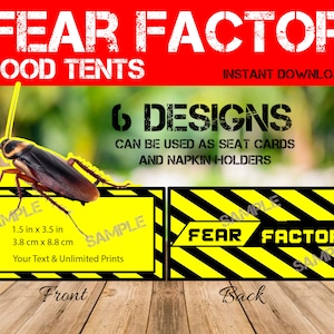 Bewerkbare angstfactor geïnspireerde voedseletiketten - angstfactor plaatskaarten - enge feestvoedseltenten - Halloween-decor. Afdrukbaar, direct downloaden