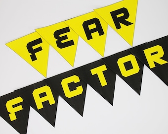 Fear Factor Inspired Banner - Fear Factor Inspired Flag Bunting - Halloween party Decor - Scary Party Wall Decor. Printable Instant Download