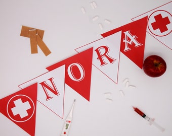 Medizinische Party Banner - Arzt Flagge Banner Wimpelkette - Mediziner Absolvent Party Dekorationen - Krankenschwester Banner. Vollalphabet Inst. Download Printable