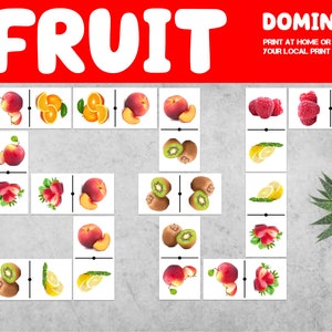 Fruit Domino game - Fruit Party Game - Fruit theme Dominoes - Fruit party activity - Printable DIY Fruit domino party game - Homeschooling