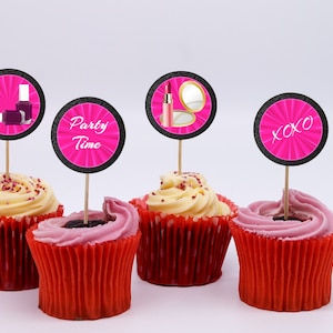 Makeup Party Cupcake Toppers - Beauty Cupcake Toppers - Kids SPA party Cupcake Toppers - Sleepover Party Decor - Printable Cake Toppers