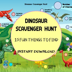 Dinosaur Scavenger Hunt - Dinosaur Party Game - Dinosaur Party Favor - Dinosaur Activity - Dinosaur Hunt printable for Birthday party
