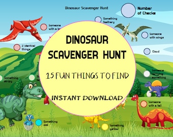Dinosaur Scavenger Hunt - Dinosaur Party Game - Dinosaur Party Favor - Dinosaur Activity - Dinosaur Hunt printable for Birthday party
