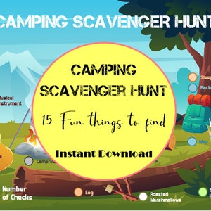Camping Schnitzeljagd - Wandern Schnitzeljagd - Camping Party Favor - Camping Spiel - Camping Ausdrucke - Kinder Camping Aktivitäten