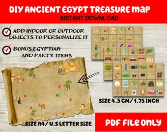DIY Ancient Egypt Treasure Map - Egyptian-themed  activity - Printable treasure map - DIY Egypt Scavenger Hunt - DIY Egyptian-themed game