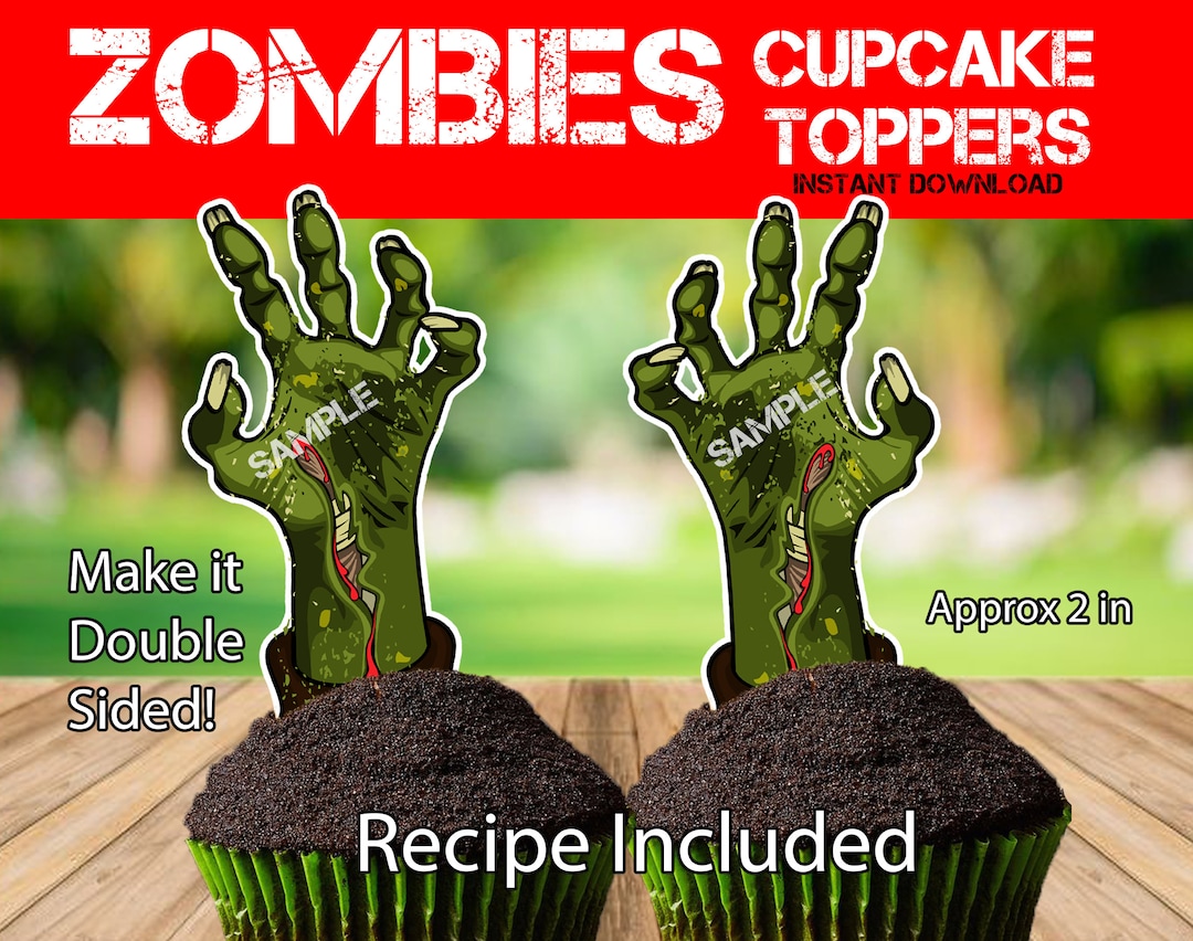 Zombies Cupcake Toppers Printable Zombie Party Decor Zombies Birthday