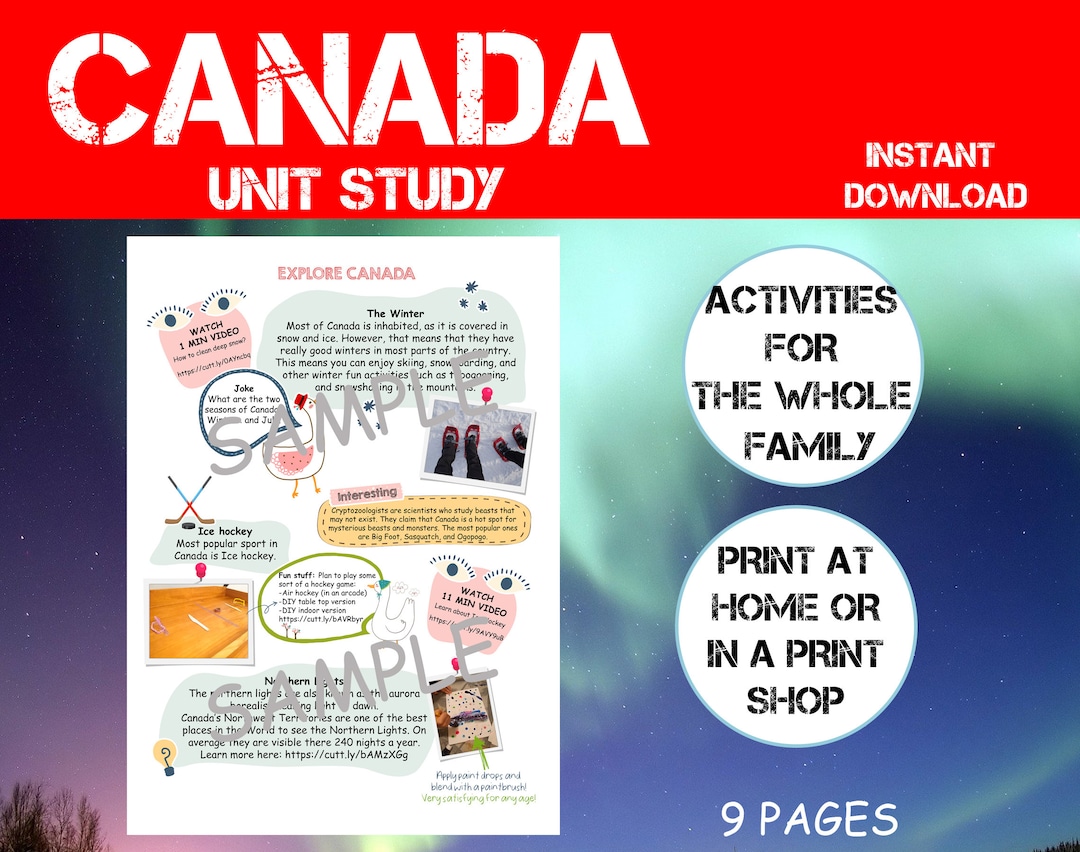 Canada Themed Study Unit - Canada Themed Family Activities - Printable ...