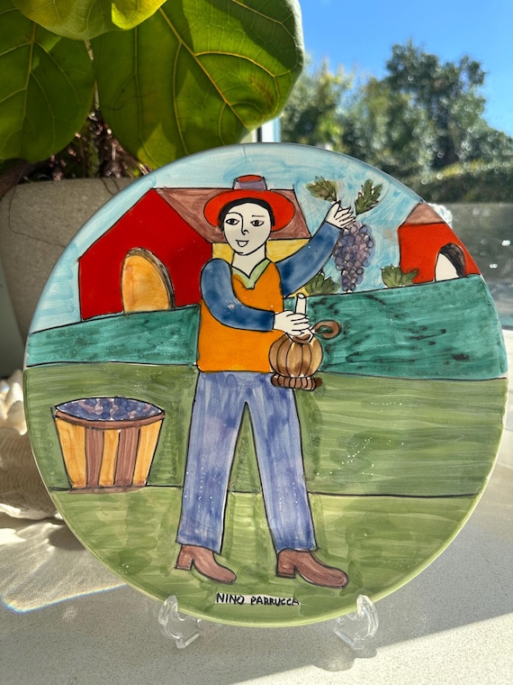 イタリア製NINO PARRUCCA ニーノ パルッカ プレート皿 Nino Parrucca Italian Ceramic Plate: Hand-painted Village Scene - Etsy