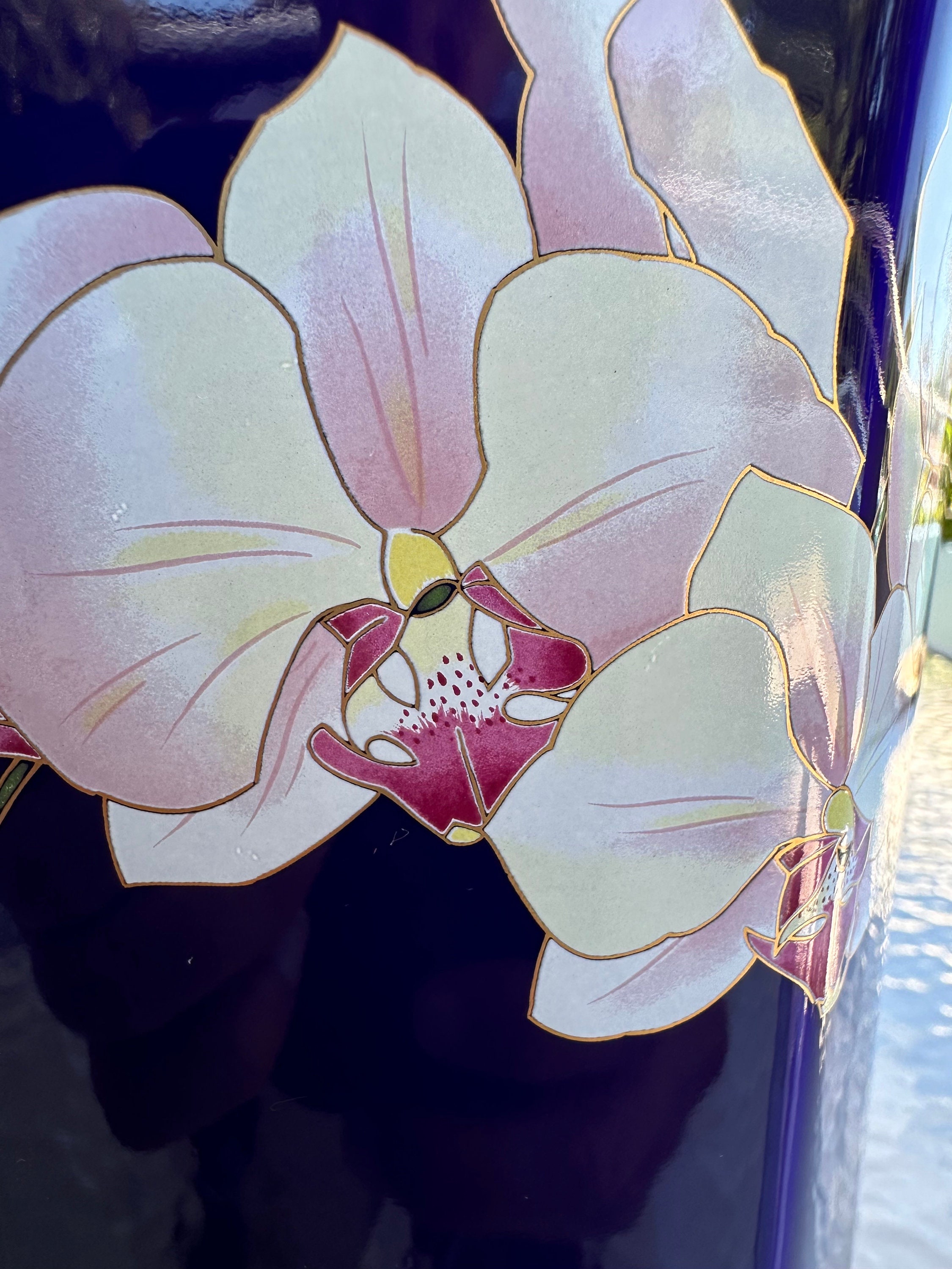 Koransha  ,Arita 花瓶 Koransha Arita Japanese Cobalt Blue Vase With Gold and