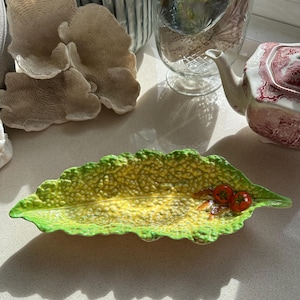 Majolica Carltonware Green Lettuce Leaf and Tomato Decorative Dish